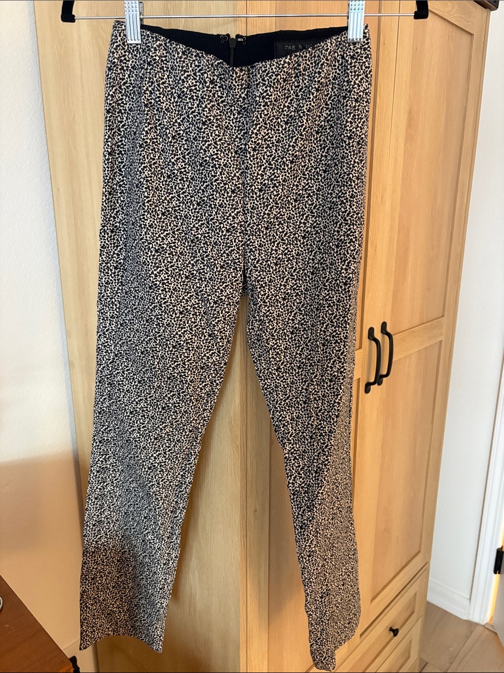 rag & bone Black and White Micro-Dot Skinny Pants
